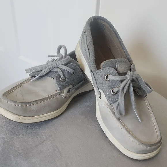 Sperry Gray Loafers with White Sole - Picture 1 of 5